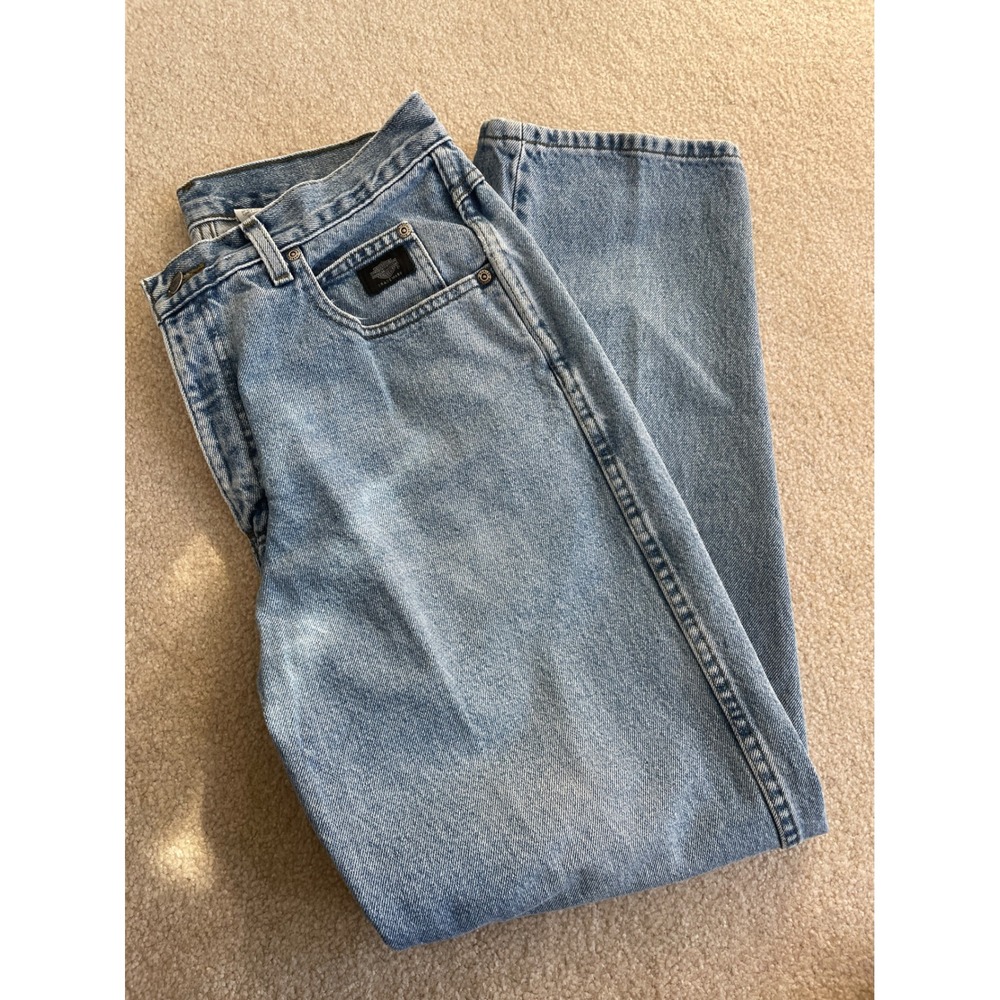 Vintage 90s Harley Davidson Mens Relaxed Fit‎ Light Wash Denim Jeans Size 34x30